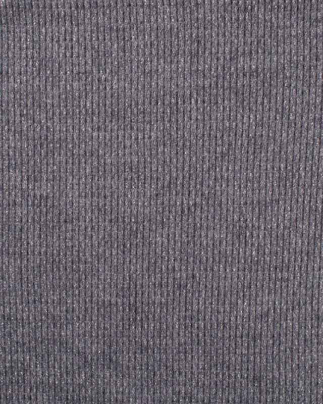 Tissu Maille Côtelé Lurex Bleu Gris - Mercerine