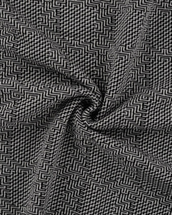 Tissu Jersey Texturé Ethnique Noir - Mercerine