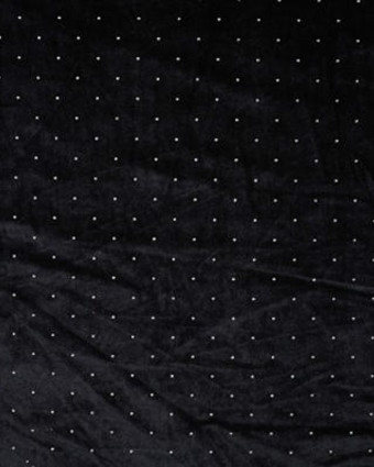 Tissu Velours Noir Petit Pois Argent - Mercerine