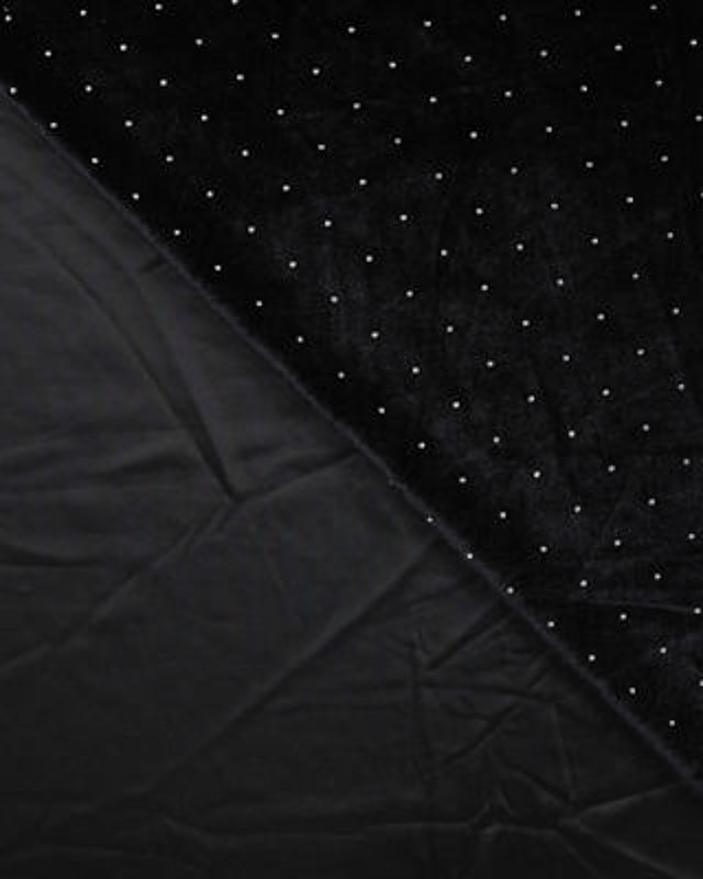 Tissu Velours Noir Petit Pois Argent - Mercerine