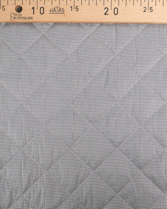 Tissu Matelassé Doudoune Gris Mini Cœur Ecru - Mercerine