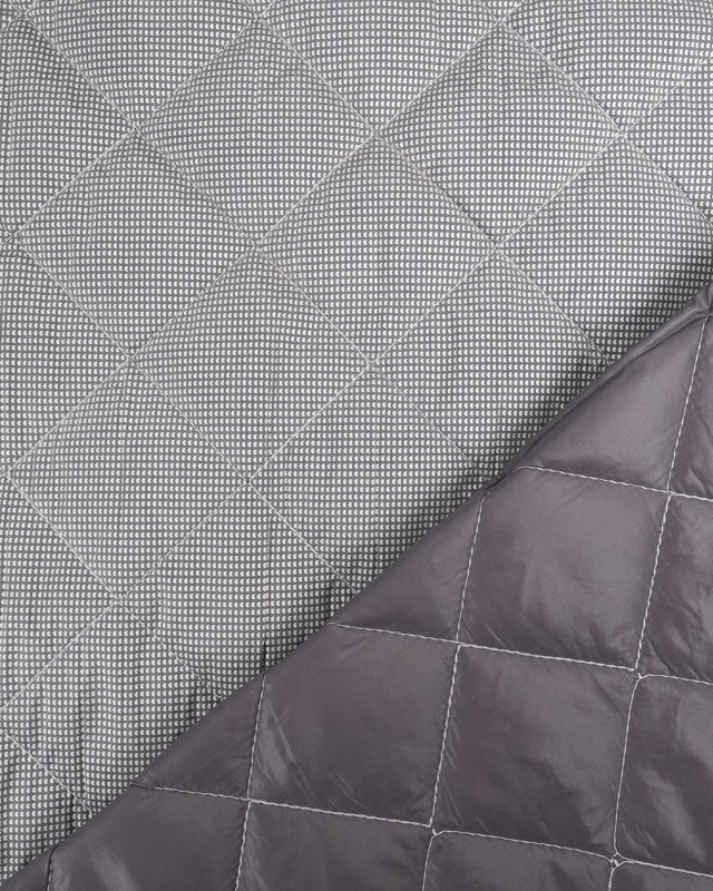 Tissu Matelassé Doudoune Gris Mini Cœur Ecru - Mercerine