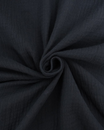 Tissu Double Gaze  Noir Oeko-tex Thaïs - Mercerine