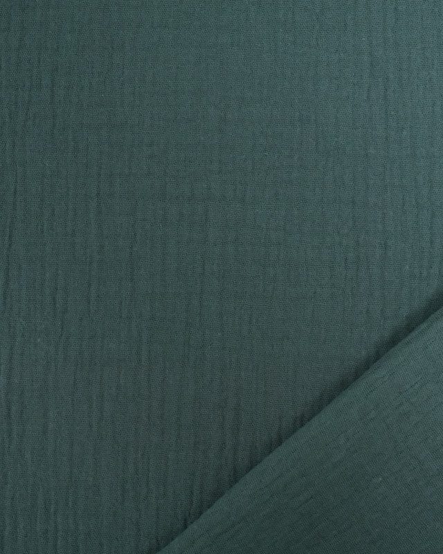 Tissu Double Gaze  Vert Forêt Oeko-tex Thaïs - Mercerine