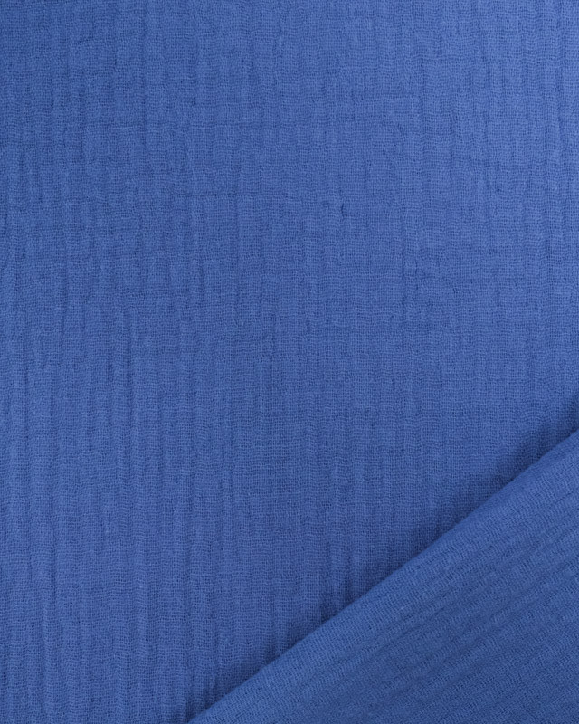 Tissu Double Gaze Bleu Electrique Oeko-tex Thaïs - Mercerine