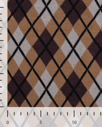 Tissu Maille Motif Argyle Marron - Mercerine