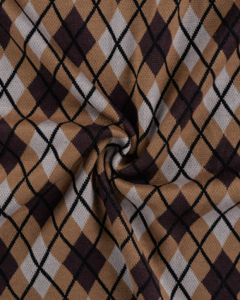 Tissu Maille Motif Argyle Marron - Mercerine