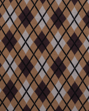 Tissu Maille Motif Argyle Marron - Mercerine