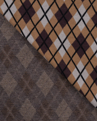 Tissu Maille Motif Argyle Marron - Mercerine