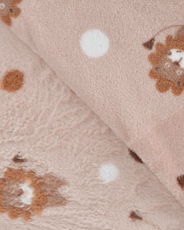 Tissu Doudou Petit Lion Rose Poudre - Mercerine