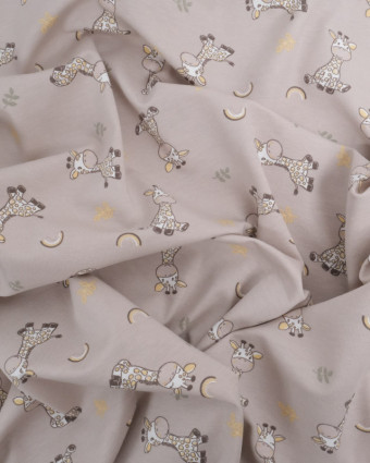 Tissu Jersey Mignonne Petit Girafe Taupe - Mercerine