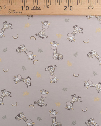 Tissu Jersey Mignonne Petit Girafe Taupe - Mercerine