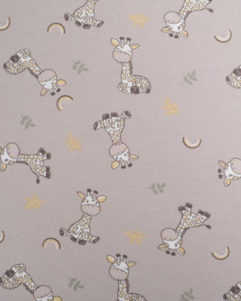 Tissu Jersey Mignonne Petit Girafe Taupe - Mercerine