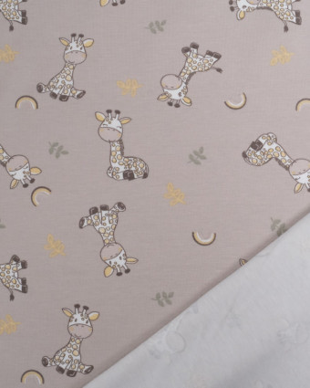 Tissu Jersey Mignonne Petit Girafe Taupe - Mercerine