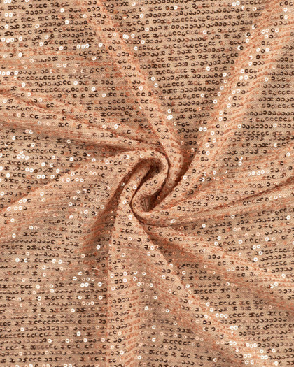 Sequins Brodés Sur Maille Resille Beige - Mercerine