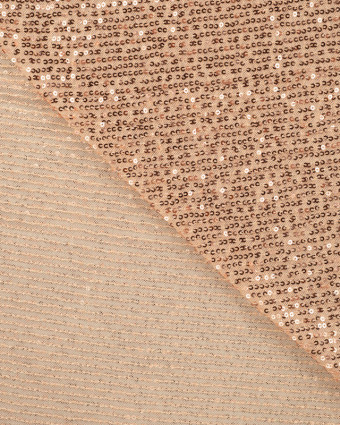 Sequins Brodés Sur Maille Resille Beige - Mercerine