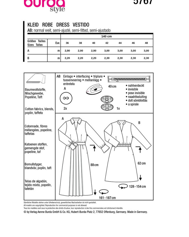 Patron Robe Burda 5767 - Mercerine