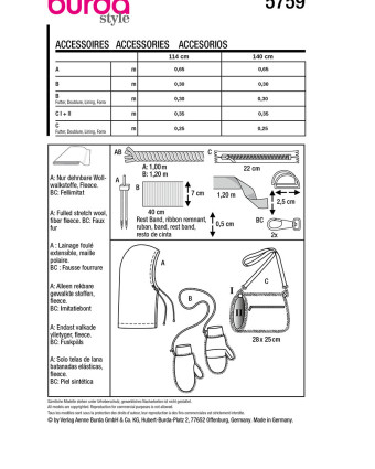 Patron Accessoires Burda 5759 - Mercerine