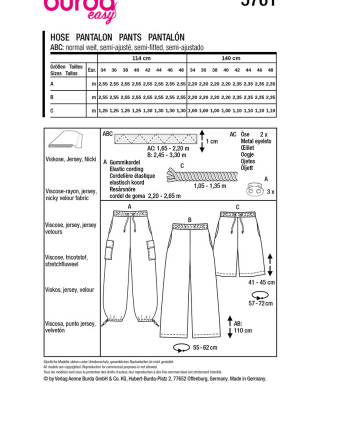 Patron Pantalon cargo Burda 5761 - Mercerine