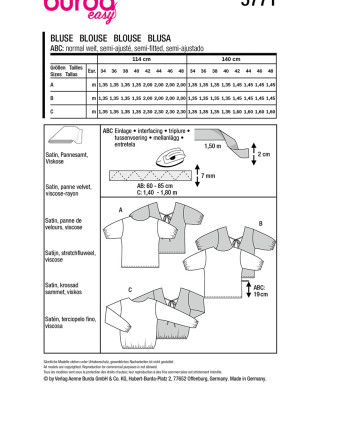 Patron Blouse Burda 5771 - Mercerine