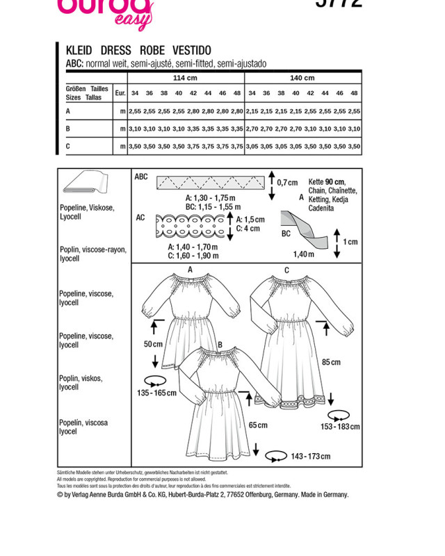 Patron Robe Burda 5772 - Mercerine