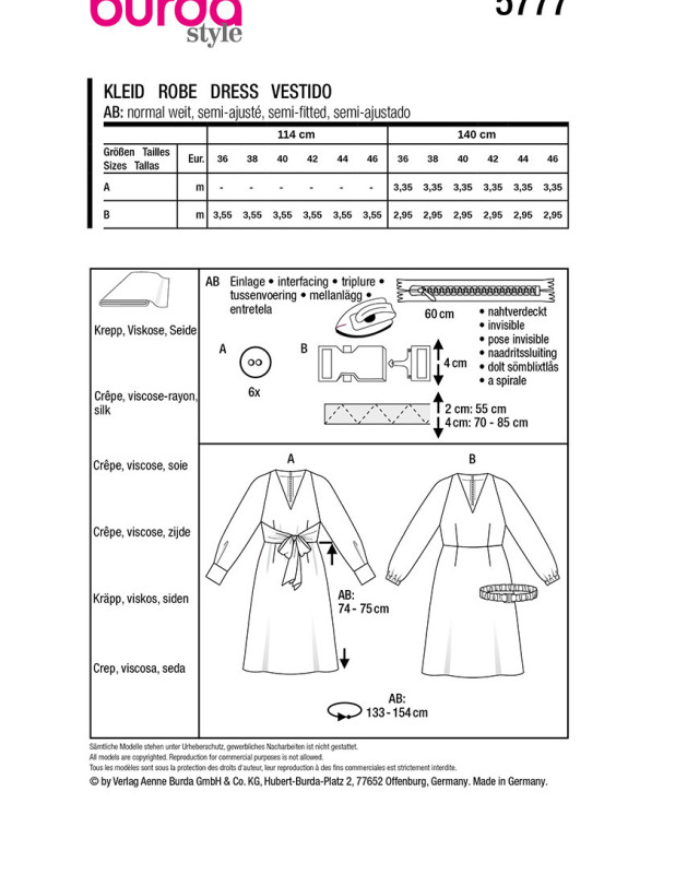 Patron Robe Burda 5777 - Mercerine