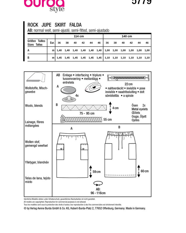 Patron Jupe Burda 5779 - Mercerine