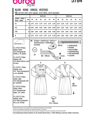 Patron Robe Burda 5784 - Mercerine