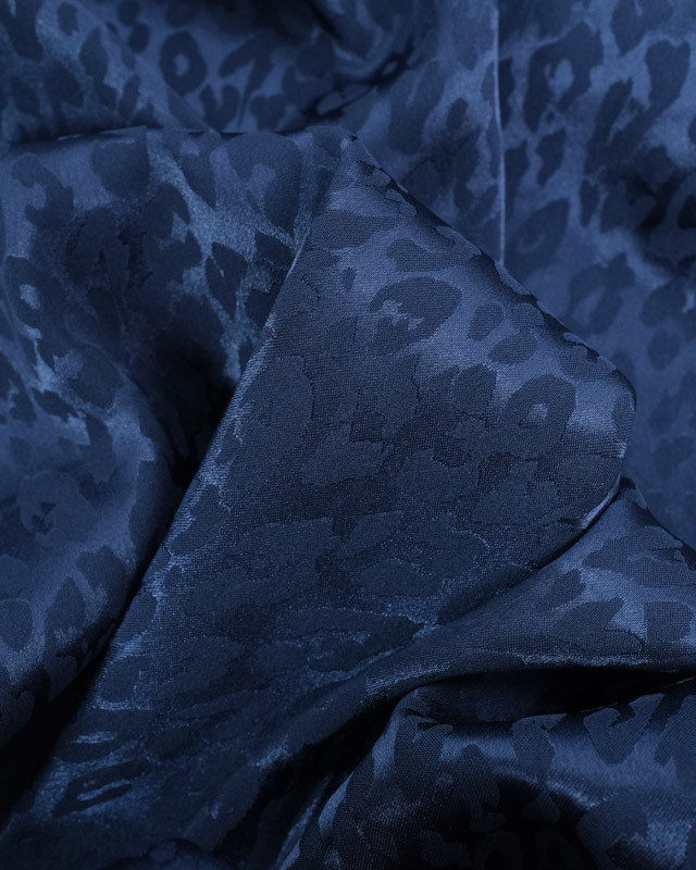 Tissu Satin Léopard Ton sur Ton Bleu - Oeko-Tex - Mercerine