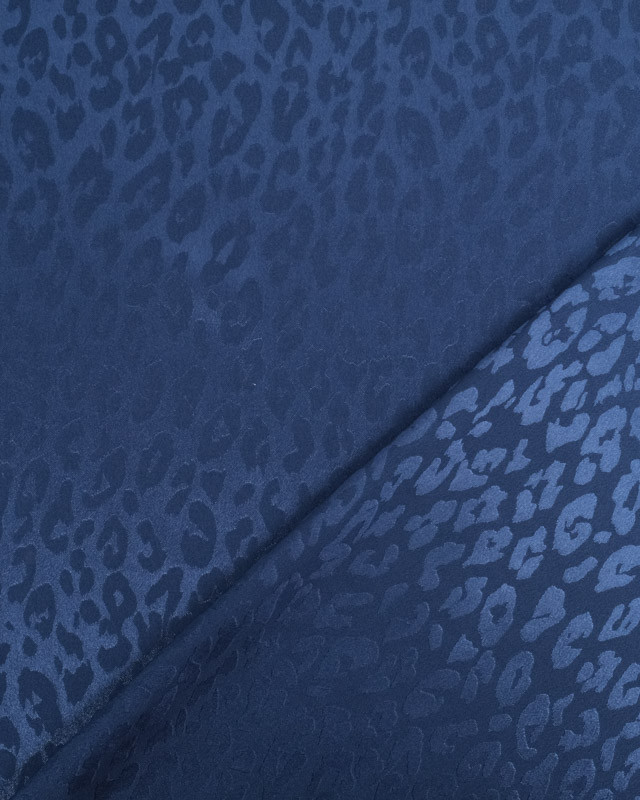 Tissu Satin Léopard Ton sur Ton Bleu - Oeko-Tex - Mercerine