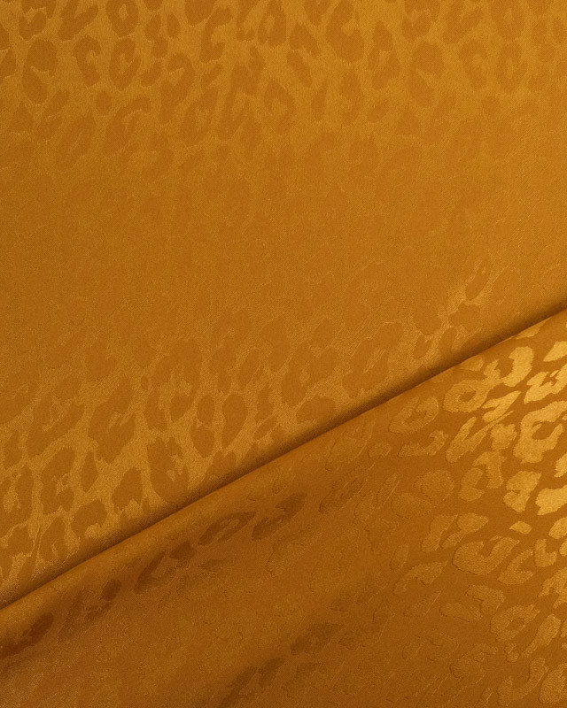 Tissu Satin Léopard Ton Sur Ton Ocre - Oeko-Tex - Mercerine