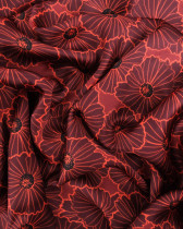 Tissu Satin Imprimé Digital Marguerite Rouge