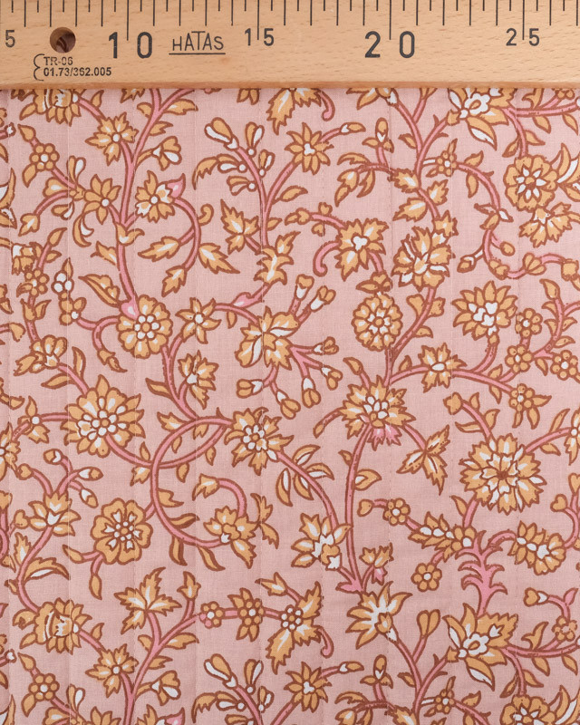 Tissu Matelassé Réversible Fleuri Rose Poudré Ecru - Oeko-Tex - Mercerine