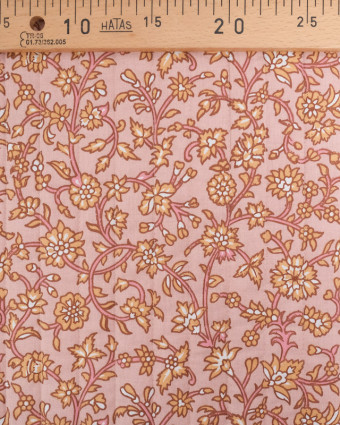 Tissu Matelassé Réversible Fleuri Rose Poudré Ecru - Oeko-Tex - Mercerine