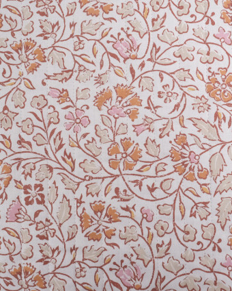 Tissu Matelassé Réversible Fleuri Rose Poudré Ecru - Oeko-Tex - Mercerine