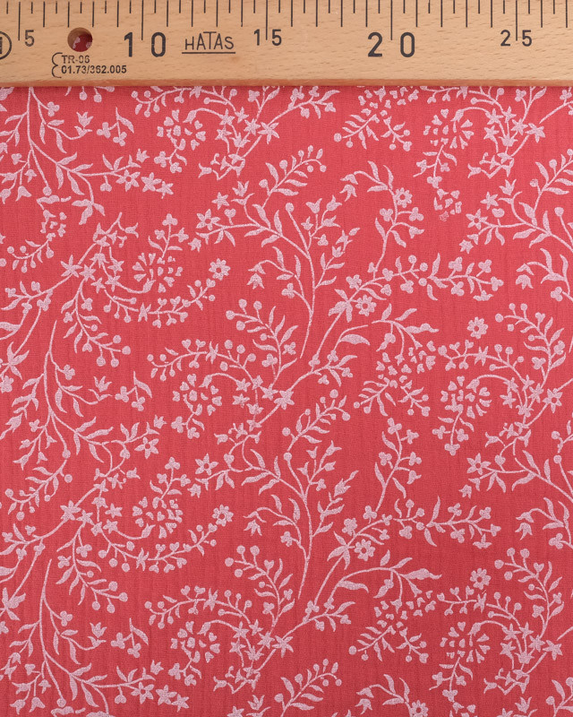 Tissu Double Gaze Rouge Motif Fleuri - Mercerine