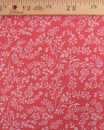 Tissu Double Gaze Rouge Motif Fleuri - Mercerine