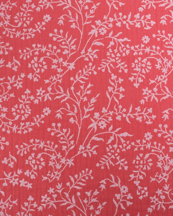 Tissu Double Gaze Rouge Motif Fleuri - Mercerine