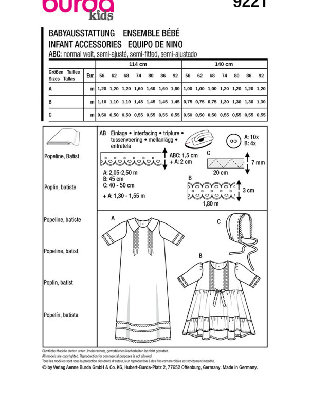 Patron Layette Burda 9221 - Mercerine