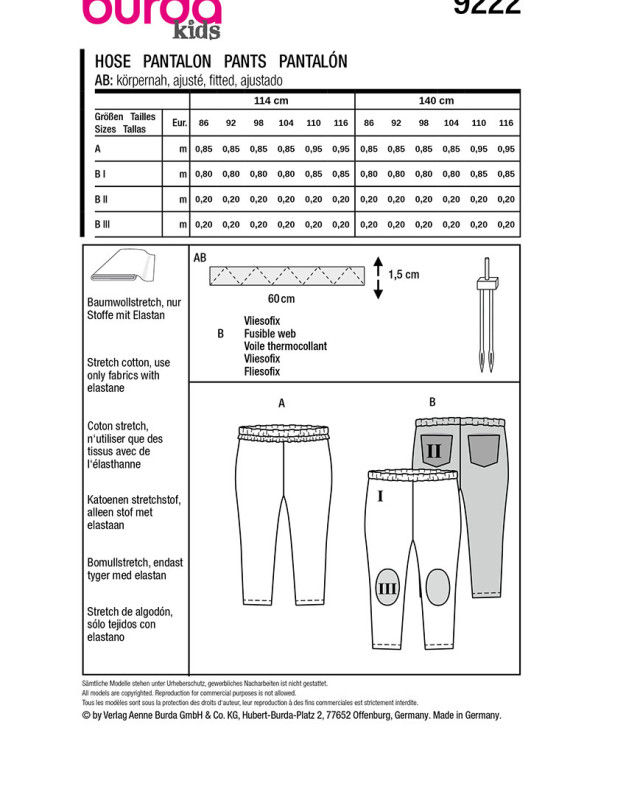 Patron Pantalon Burda 9222 - Mercerine