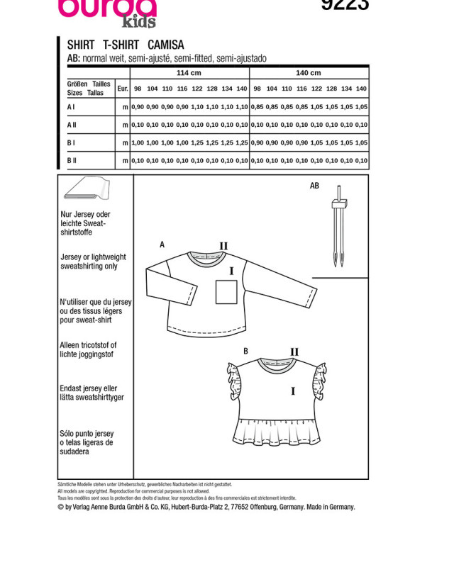 Patron T-Shirt Burda 9223 - Mercerine