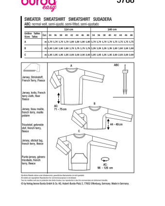 Patron Sweater Burda 5788 - Mercerine