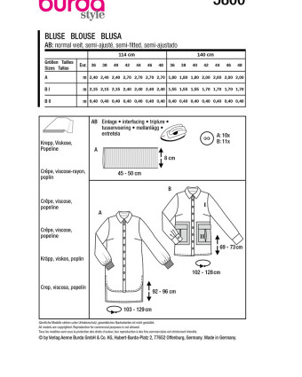 Patron Blouse Burda 5800 - Mercerine