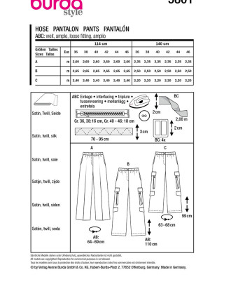 Patron Pantalon Burda 5801 - Mercerine