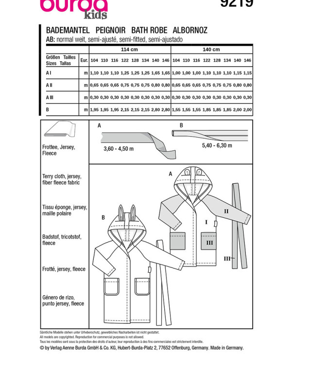 Patron Peignoir Burda 9219 - Mercerine