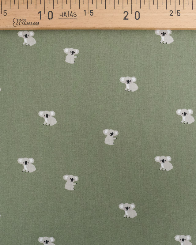 Coton Imprimé Koala Sur Fond Vert - Oeko-Tex  - Mercerine