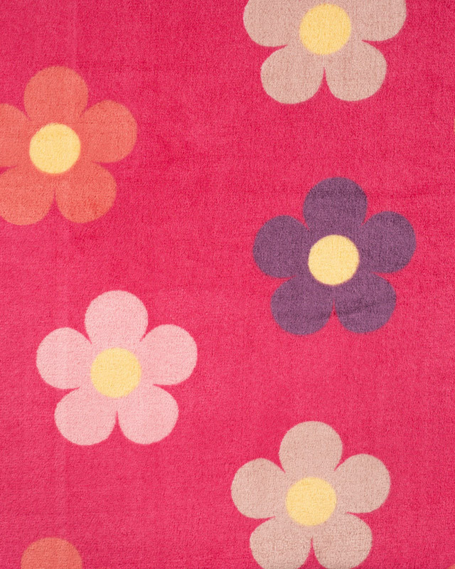 Tissu Doudou Flower Power Rose - Mercerine