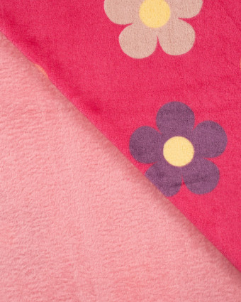 Tissu Doudou Flower Power Rose - Mercerine