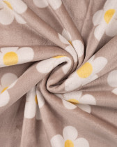 Tissu Doudou Flower Power Taupe