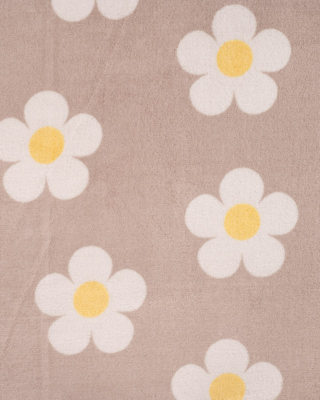 Tissu Doudou Flower Power Taupe - Mercerine